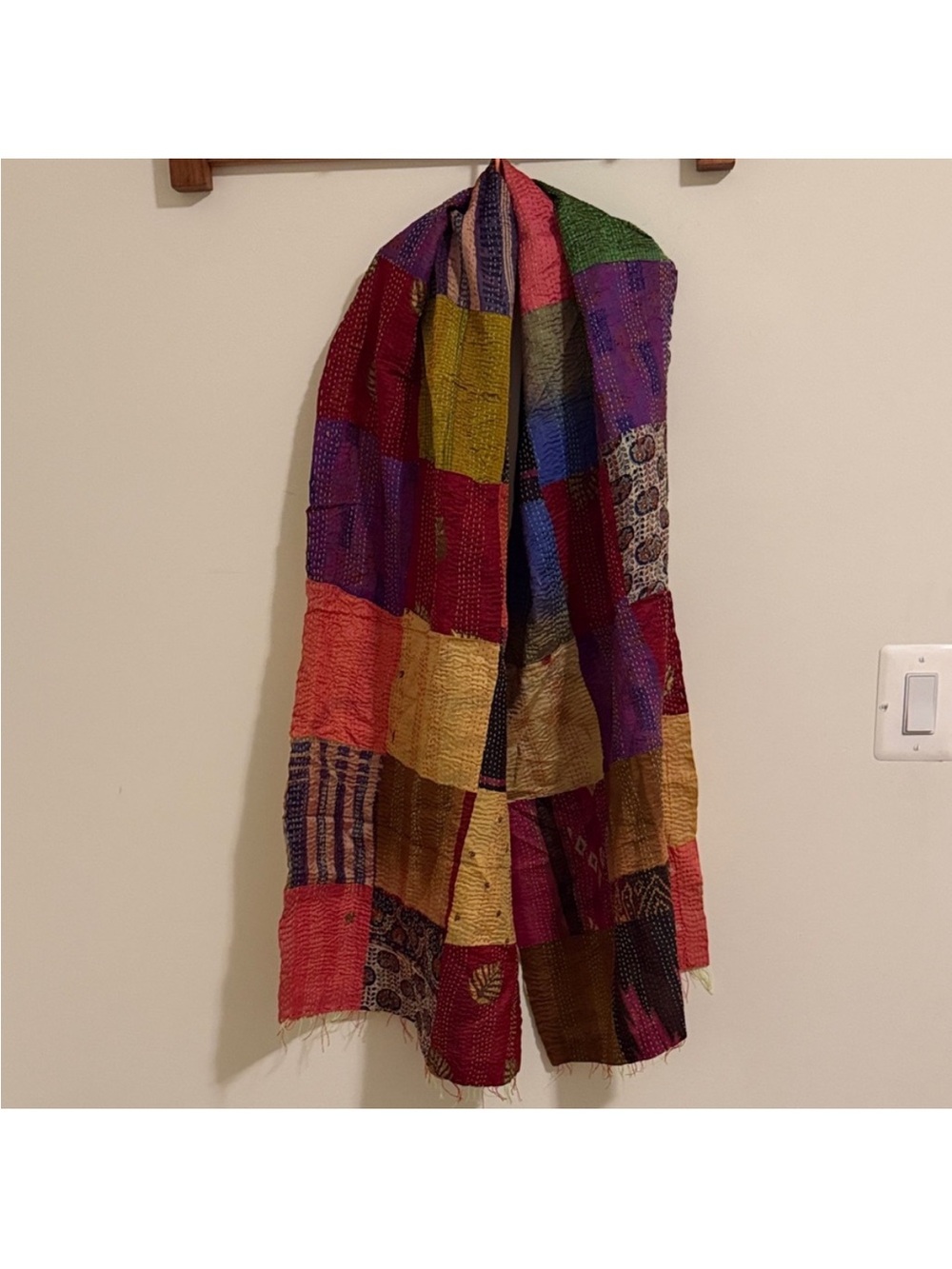 NWOT Colorful Silk Patchwork Kantha Scarf